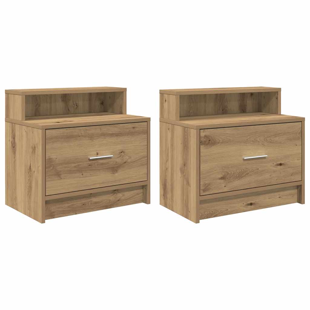 Bedside Cabinets with Drawer 2 pcs Artisan Oak 51x31x47 cm