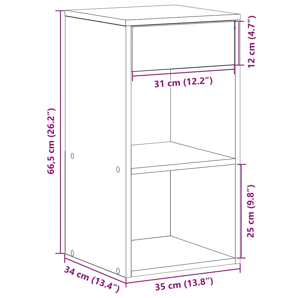 Bedside Cabinet with Drawer Sonoma Oak 35x34x66.5 cm