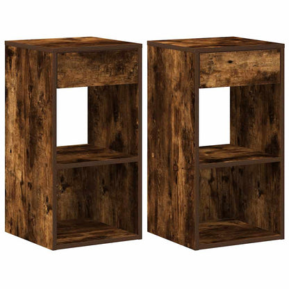 Bedside Cabinets with Drawer 2 pcs Smoked Oak 35x34x66.5 cm