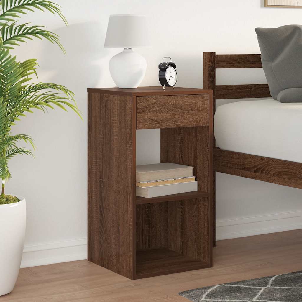 Bedside Cabinet with Drawer Brown Oak 35x34x66.5 cm