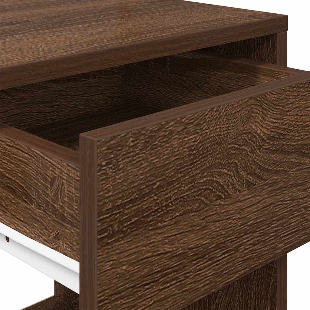 Bedside Cabinet with Drawer Brown Oak 35x34x66.5 cm