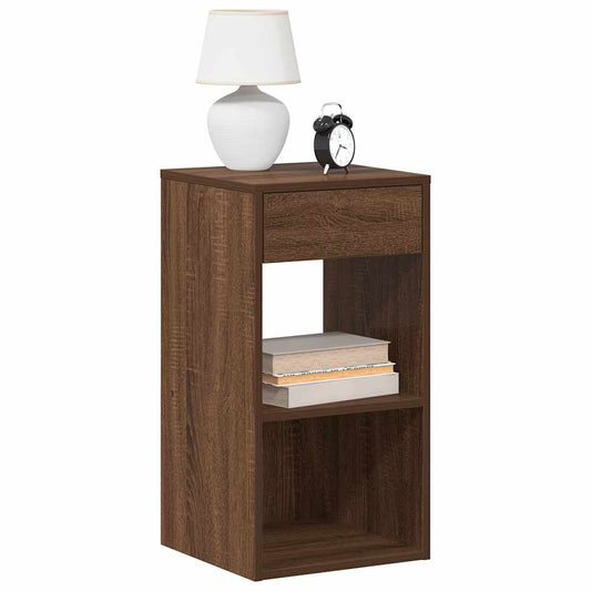 Bedside Cabinet with Drawer Brown Oak 35x34x66.5 cm