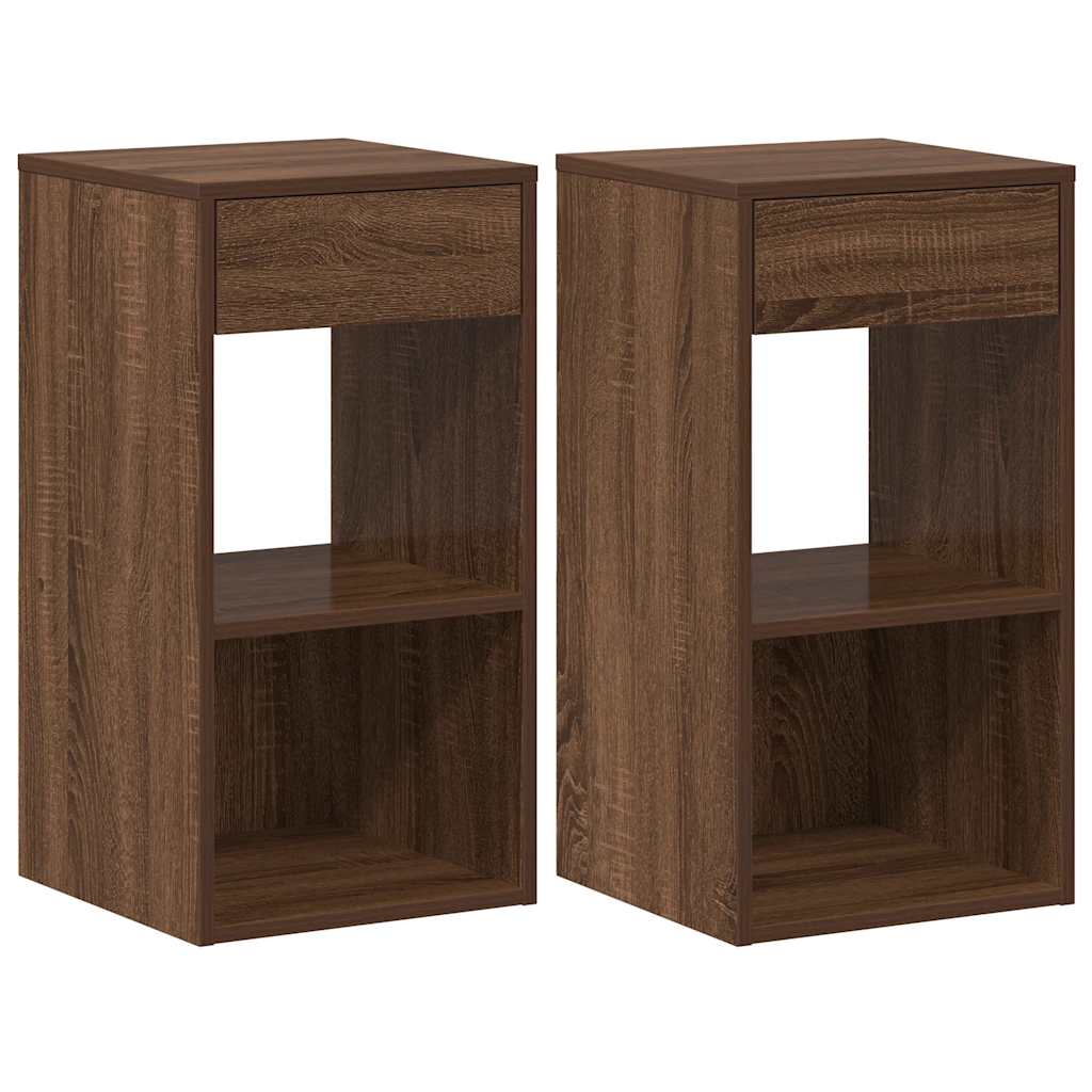 Bedside Cabinets with Drawer 2 pcs Brown Oak 35x34x66.5 cm