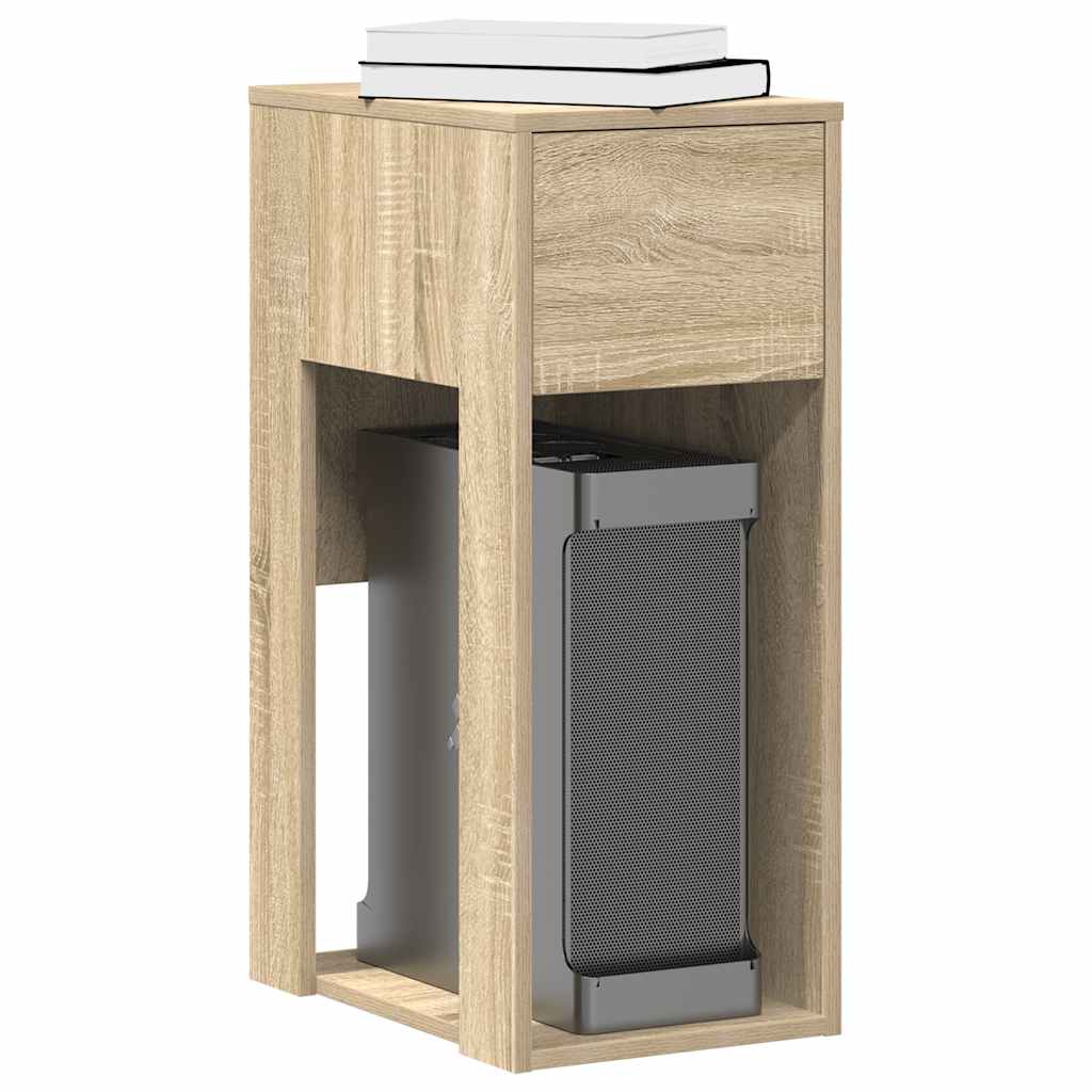 Computer Tower Stand with Drawer Sonoma Oak 30x44x74 cm