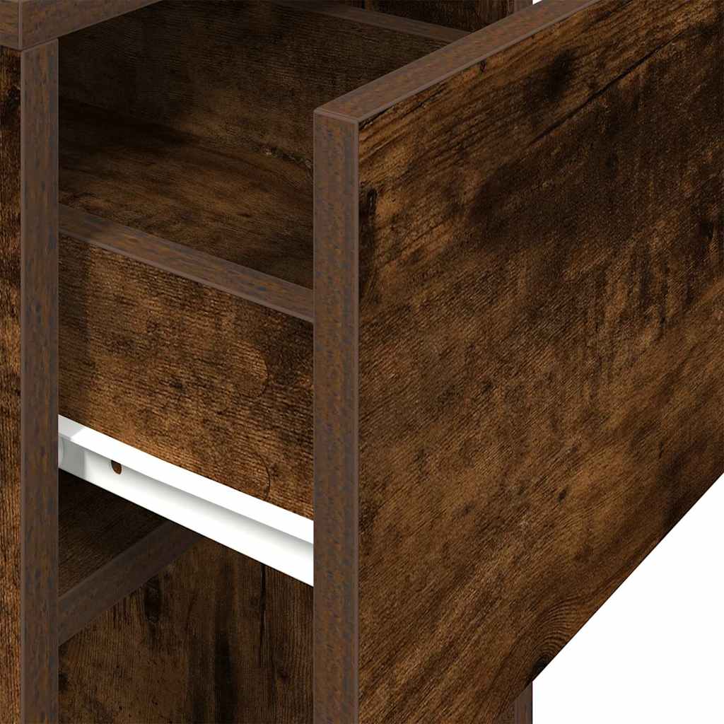 Computer Tower Stand with Drawer Smoked Oak 30x44x74 cm