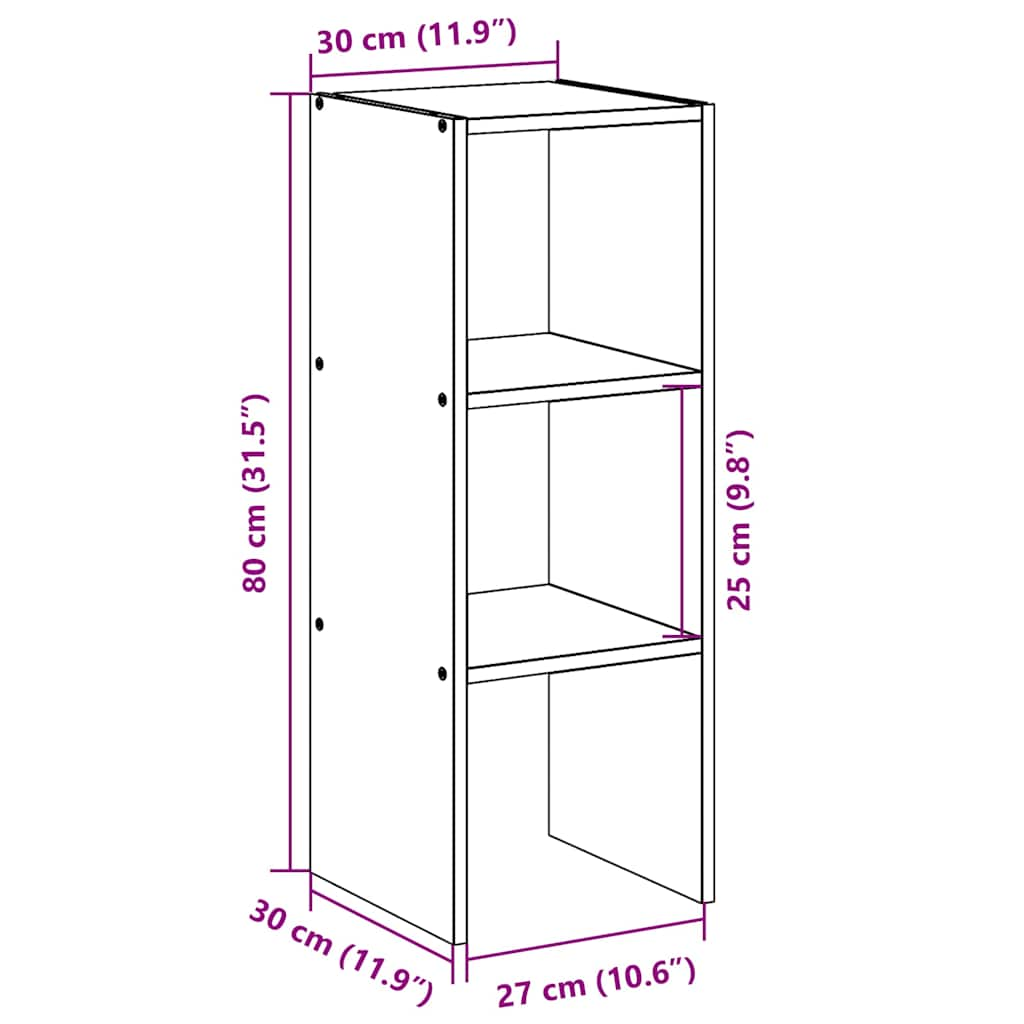 Bookcase Stackable Black Oak 30x30x80 cm Engineered Wood