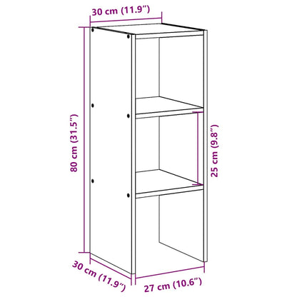 Bookcase Stackable Black Oak 30x30x80 cm Engineered Wood