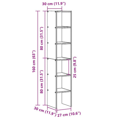 Bookcases 2 pcs Stackable Black Oak 30x30x80 cm Engineered Wood