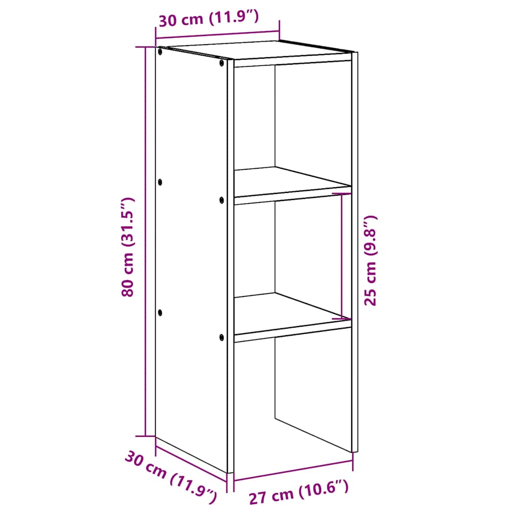 Bookcase Stackable Sonoma Oak 30x30x80 cm Engineered Wood