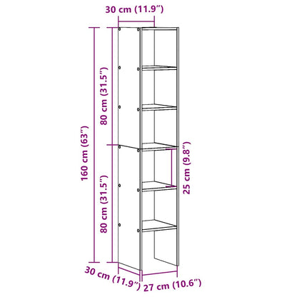 Bookcases 2 pcs Stackable Old Wood 30x30x80 cm Engineered Wood