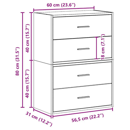 Cabinets with 2 Drawers 2 pcs Concrete Grey 60x31x40 cm Engineered Wood