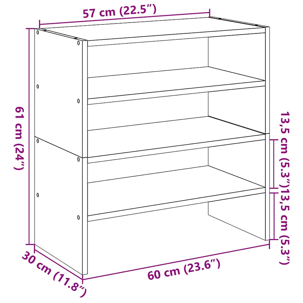 Shoe Racks 2 pcs Stackable Brown Oak 60x30x30.5 cm