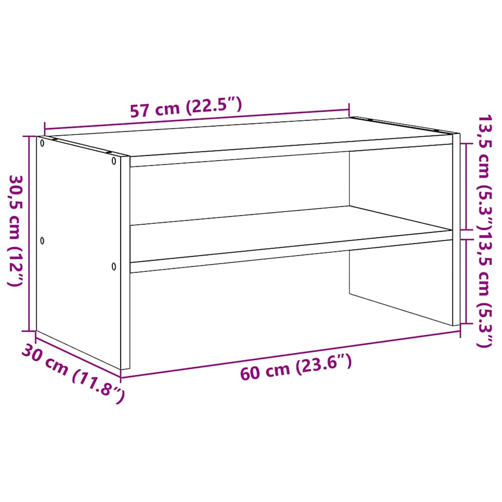 Shoe Rack Stackable Concrete Grey 60x30x30.5 cm