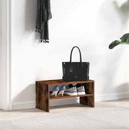 Shoe Rack Stackable Smoked Oak 60x30x30.5 cm