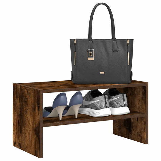 Shoe Rack Stackable Smoked Oak 60x30x30.5 cm