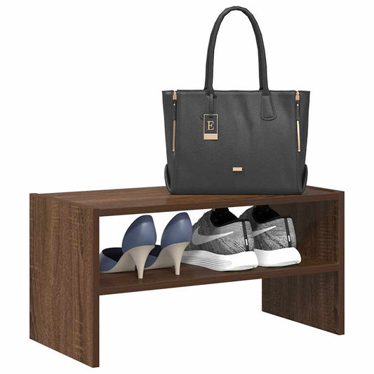 Shoe Rack Stackable Brown Oak 60x30x30.5 cm