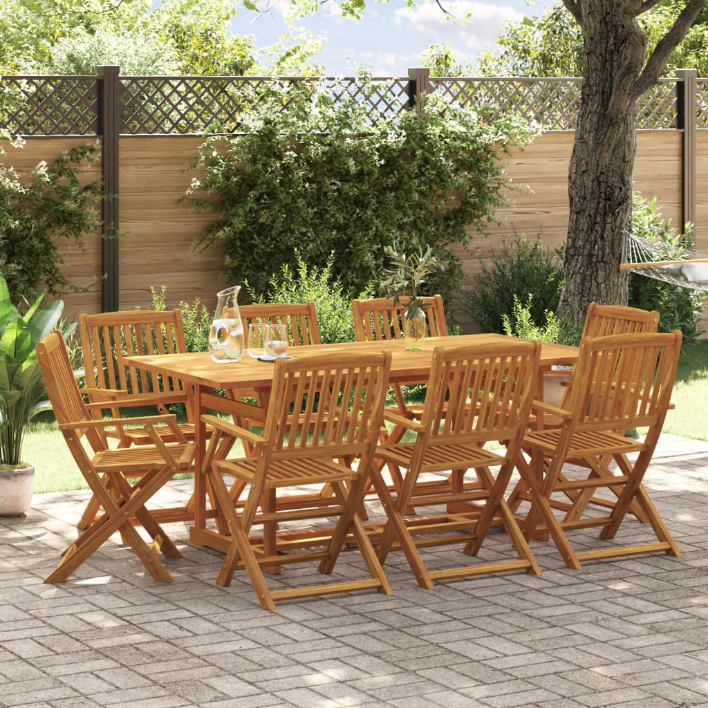 9 Piece Garden Dining Set 180x90x75 cm Solid Wood Acacia