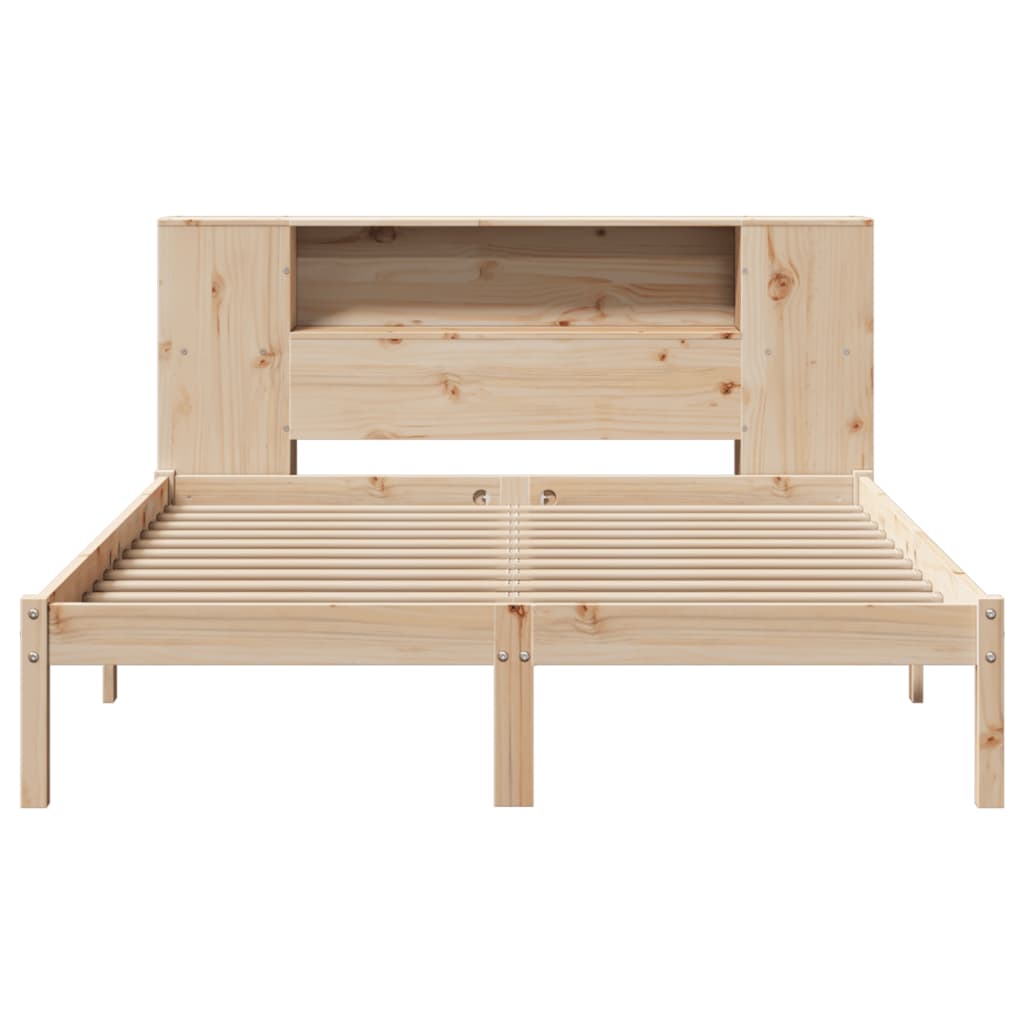 Bookcase Bed without Mattress 135x190 cm Double Solid Wood Pine