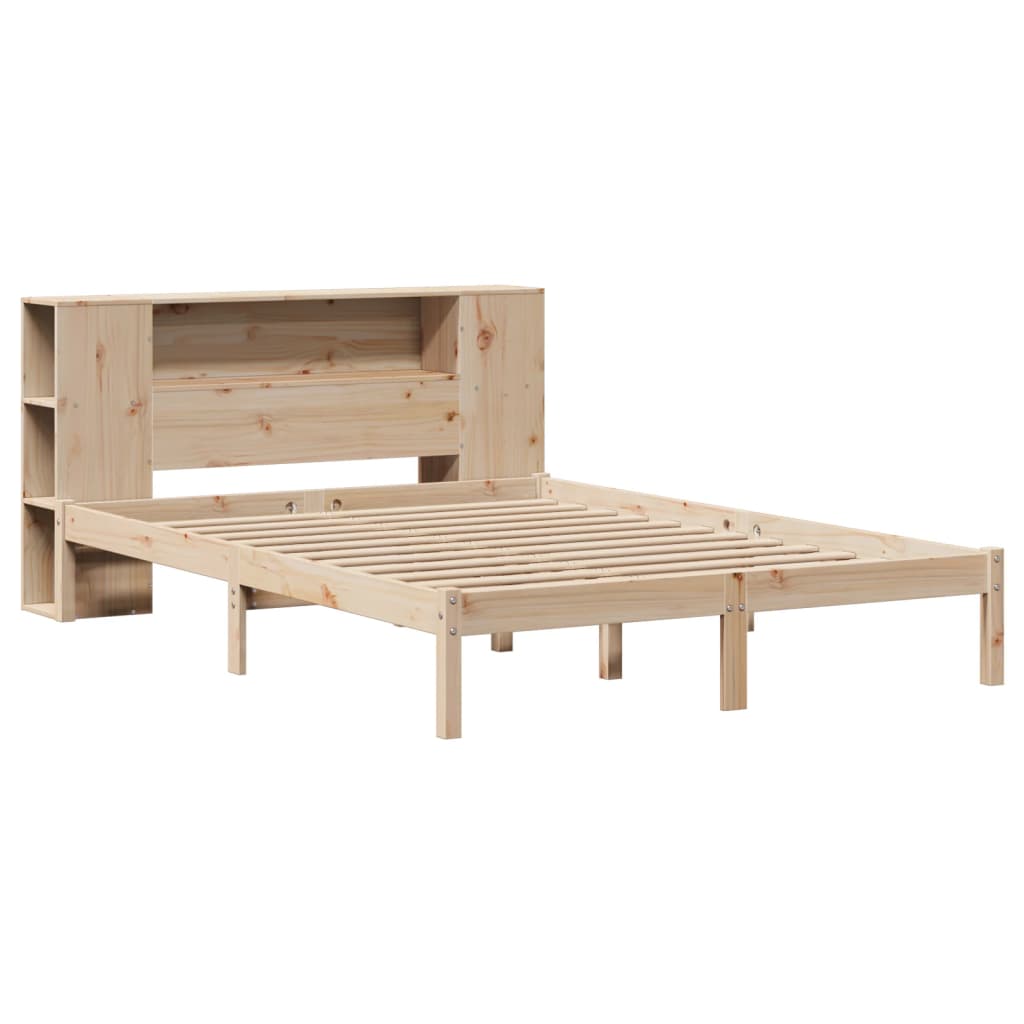 Bookcase Bed without Mattress 140x190 cm Solid Wood Pine