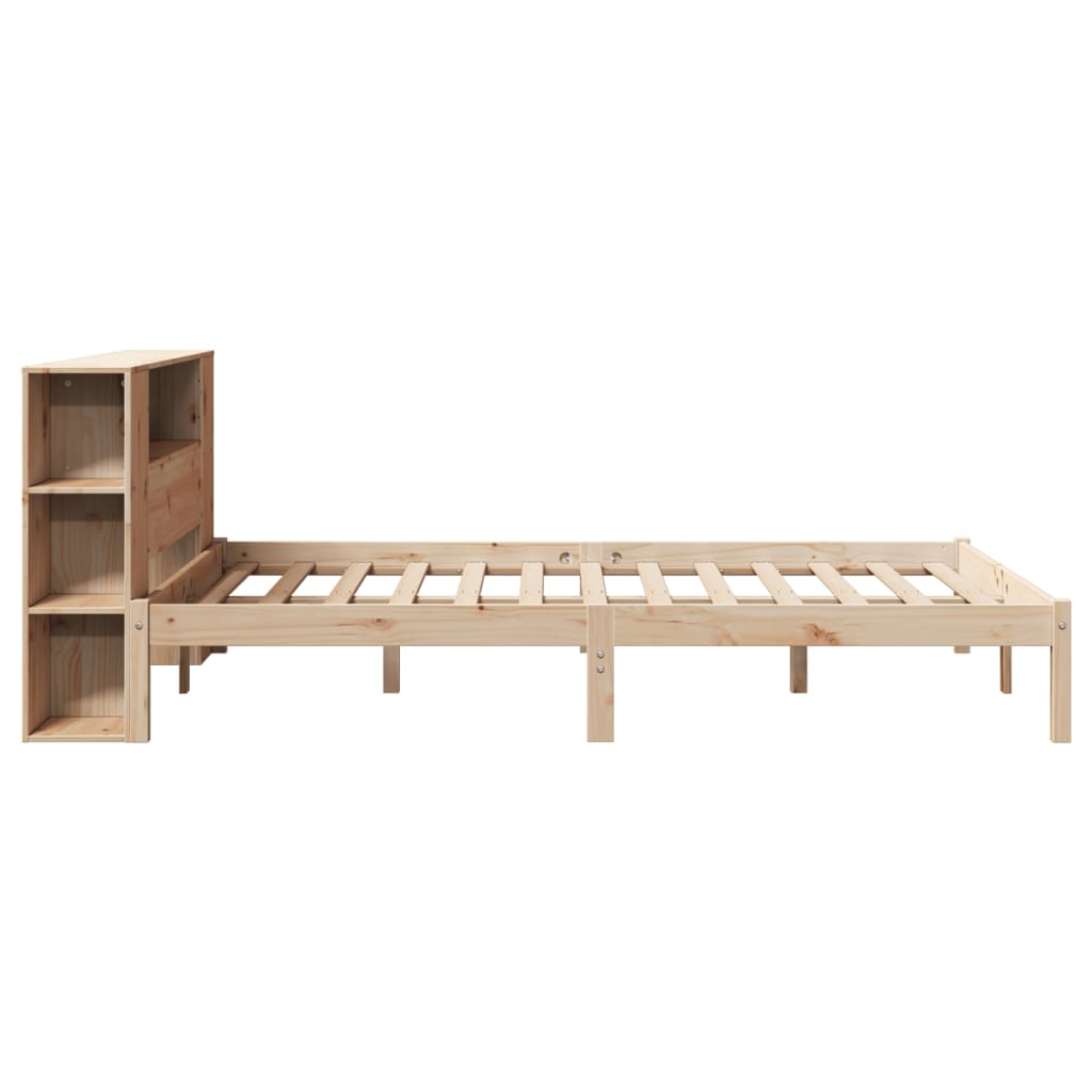 Bookcase Bed without Mattress 140x190 cm Solid Wood Pine