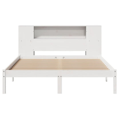 Bookcase Bed without Mattress White 140x190 cm Solid Wood Pine