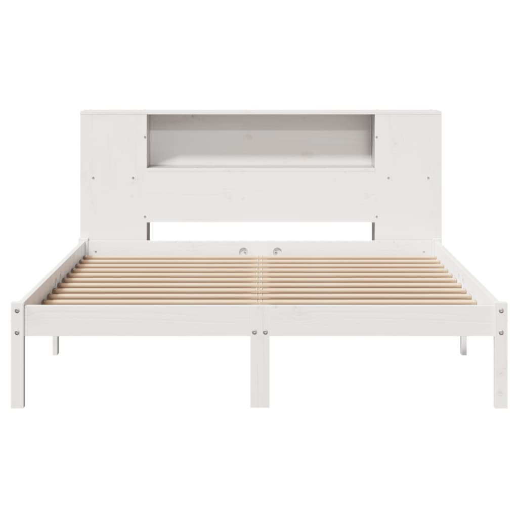 Bookcase Bed without Mattress White 140x200 cm Solid Wood Pine