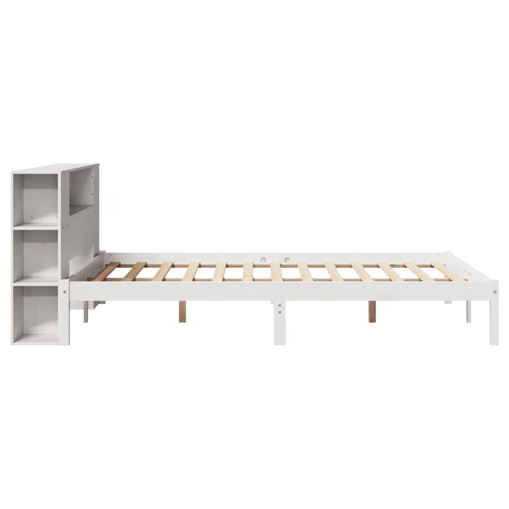 Bookcase Bed without Mattress White 140x200 cm Solid Wood Pine