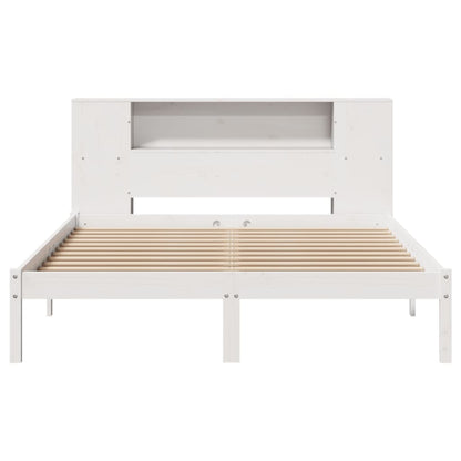 Bookcase Bed without Mattress White 150x200 cm King Size Solid Wood Pine