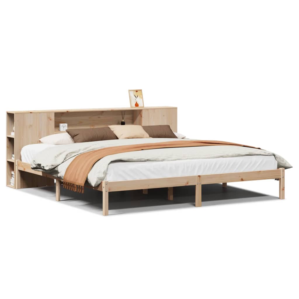 Bookcase Bed without Mattress 180x200 cm Super King Solid Wood Pine