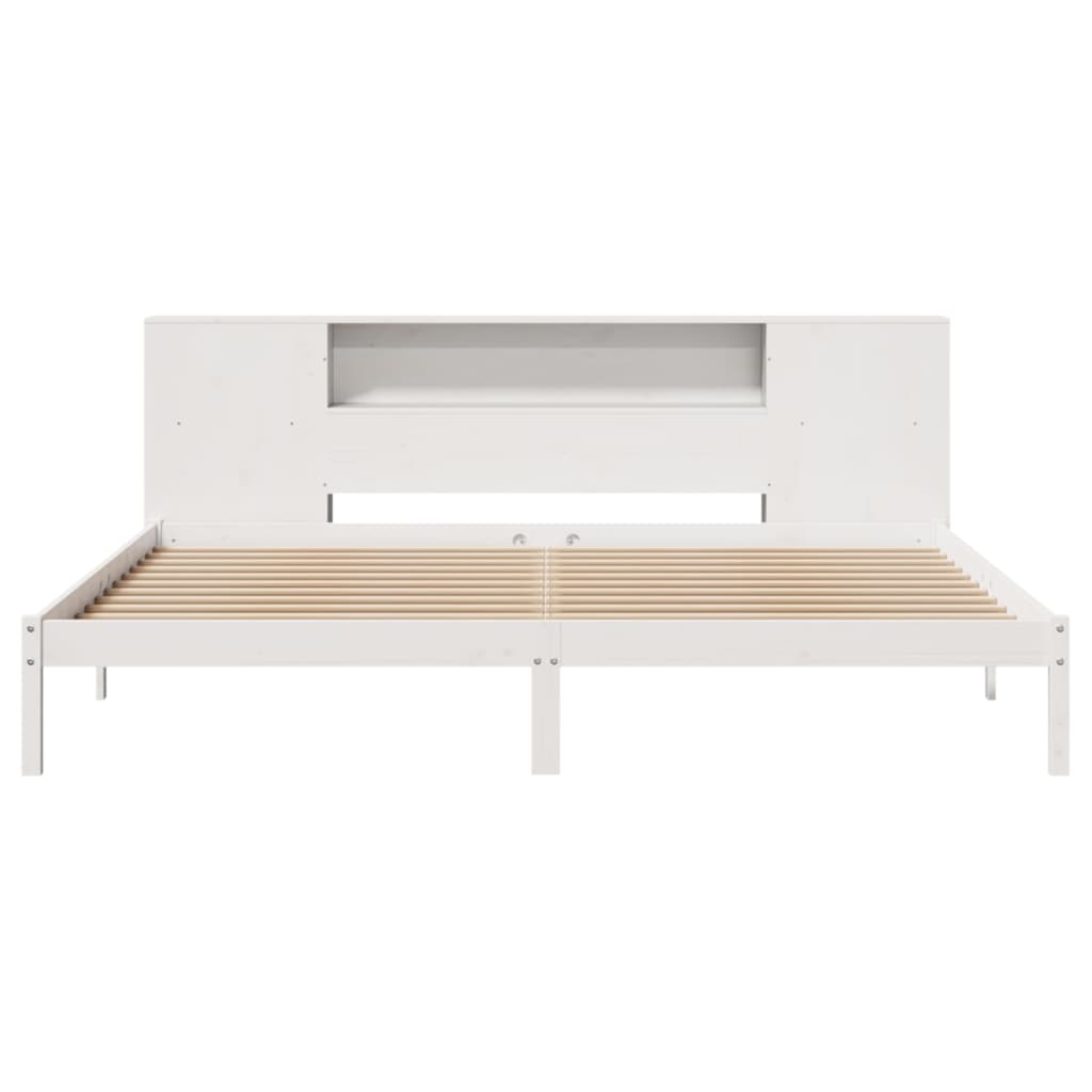 Bookcase Bed without Mattress White 180x200 cm Super King Solid Wood Pine