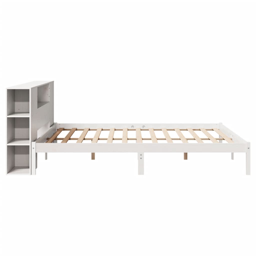 Bookcase Bed without Mattress White 180x200 cm Super King Solid Wood Pine