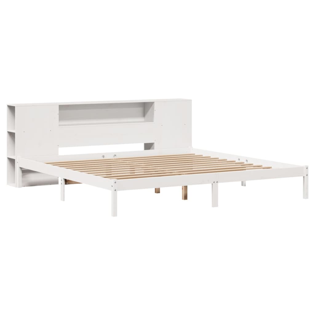 Bookcase Bed without Mattress White 200x200 cm Solid Wood Pine