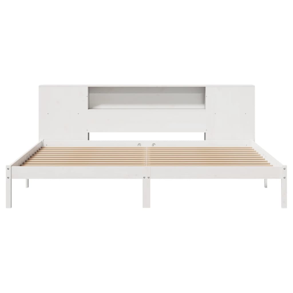 Bookcase Bed without Mattress White 200x200 cm Solid Wood Pine