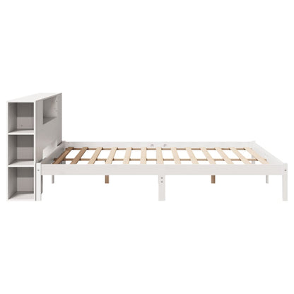 Bookcase Bed without Mattress White 200x200 cm Solid Wood Pine