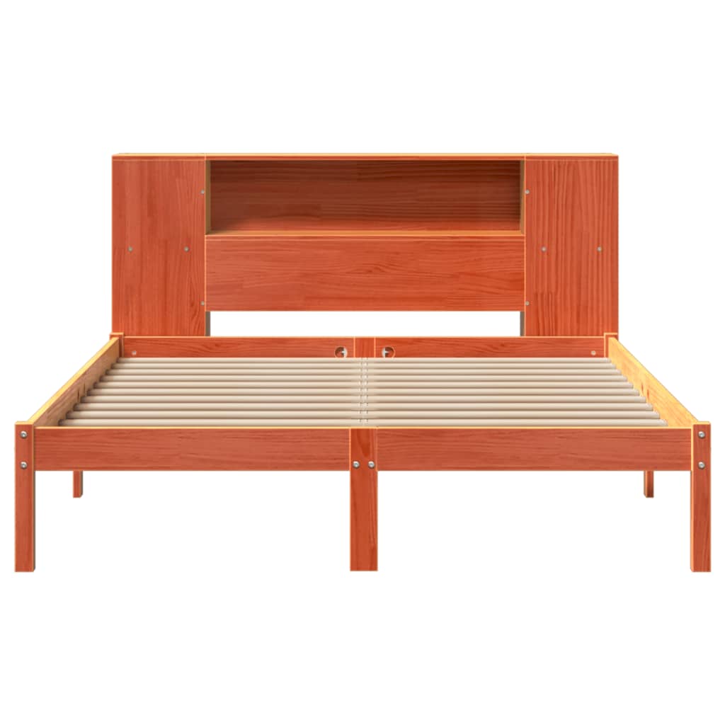 Bookcase Bed without Mattress Wax Brown 135x190 cm Double Solid Wood Pine