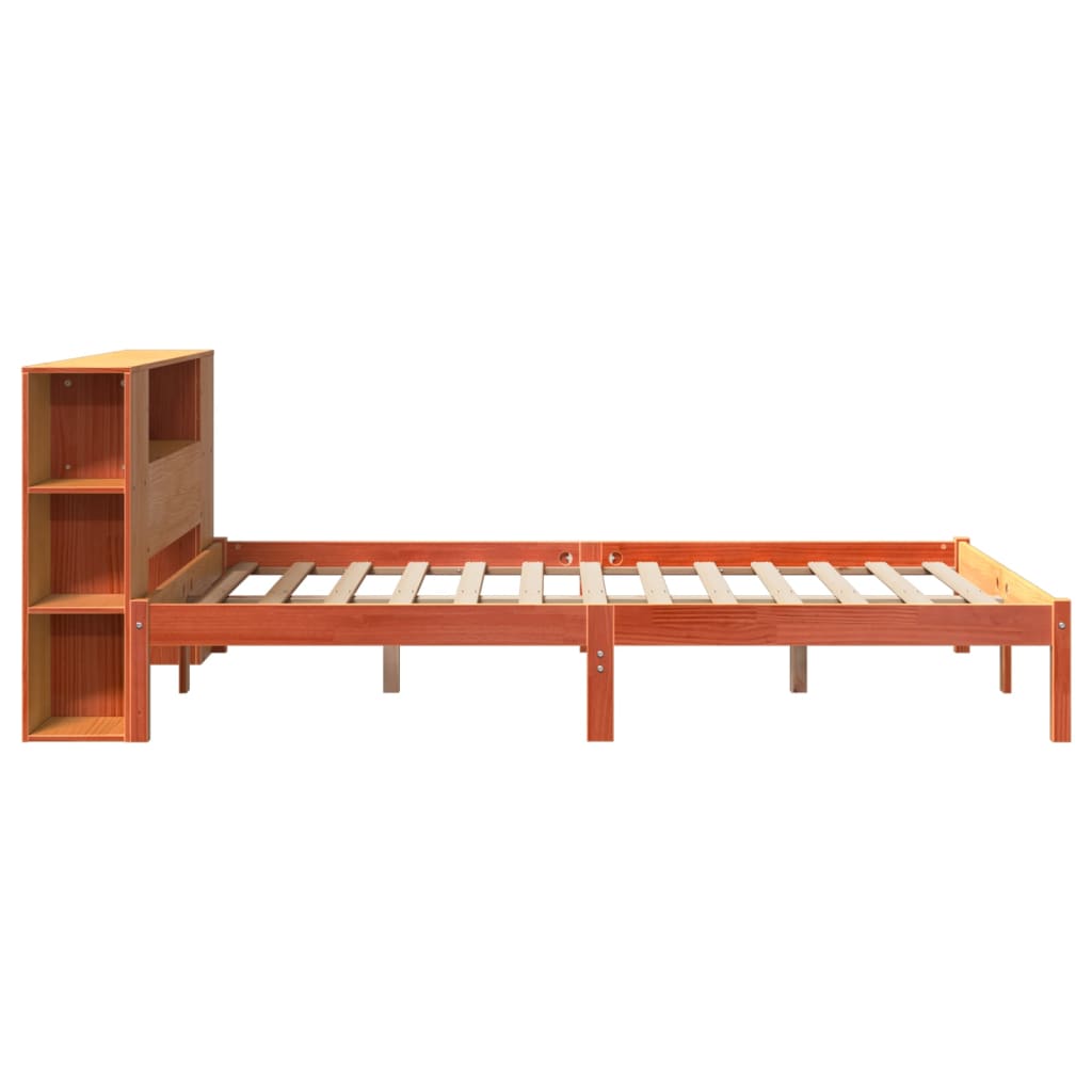 Bookcase Bed without Mattress Wax Brown 135x190 cm Double Solid Wood Pine