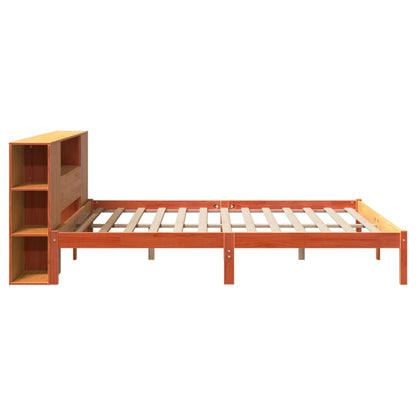 Bookcase Bed without Mattress Wax Brown 200x200 cm Solid Wood Pine