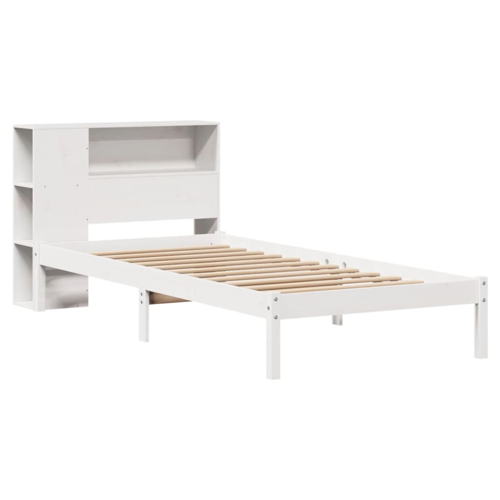 Bookcase Bed without Mattress White 75x190 cm Small Single Solid Wood Pine