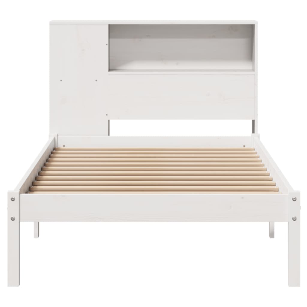 Bookcase Bed without Mattress White 75x190 cm Small Single Solid Wood Pine