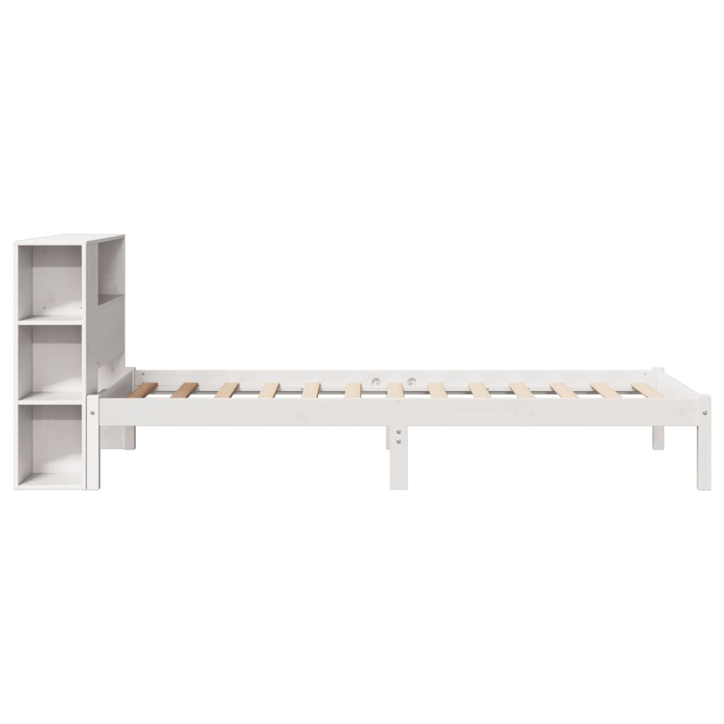 Bookcase Bed without Mattress White 75x190 cm Small Single Solid Wood Pine