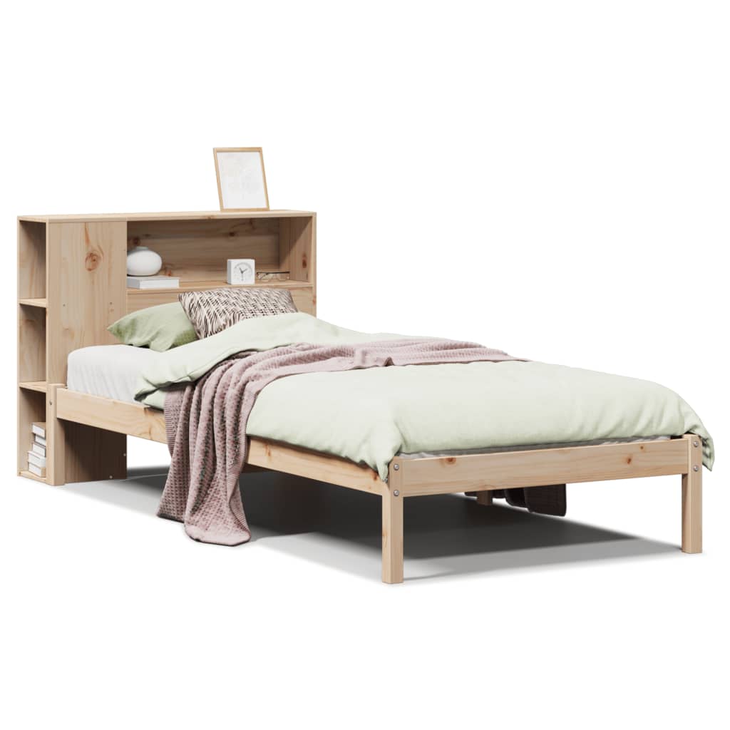 Bookcase Bed without Mattress 90x200 cm Solid Wood Pine