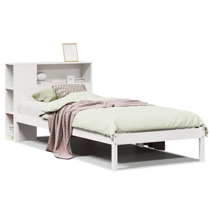 Bookcase Bed without Mattress White 90x200 cm Solid Wood Pine