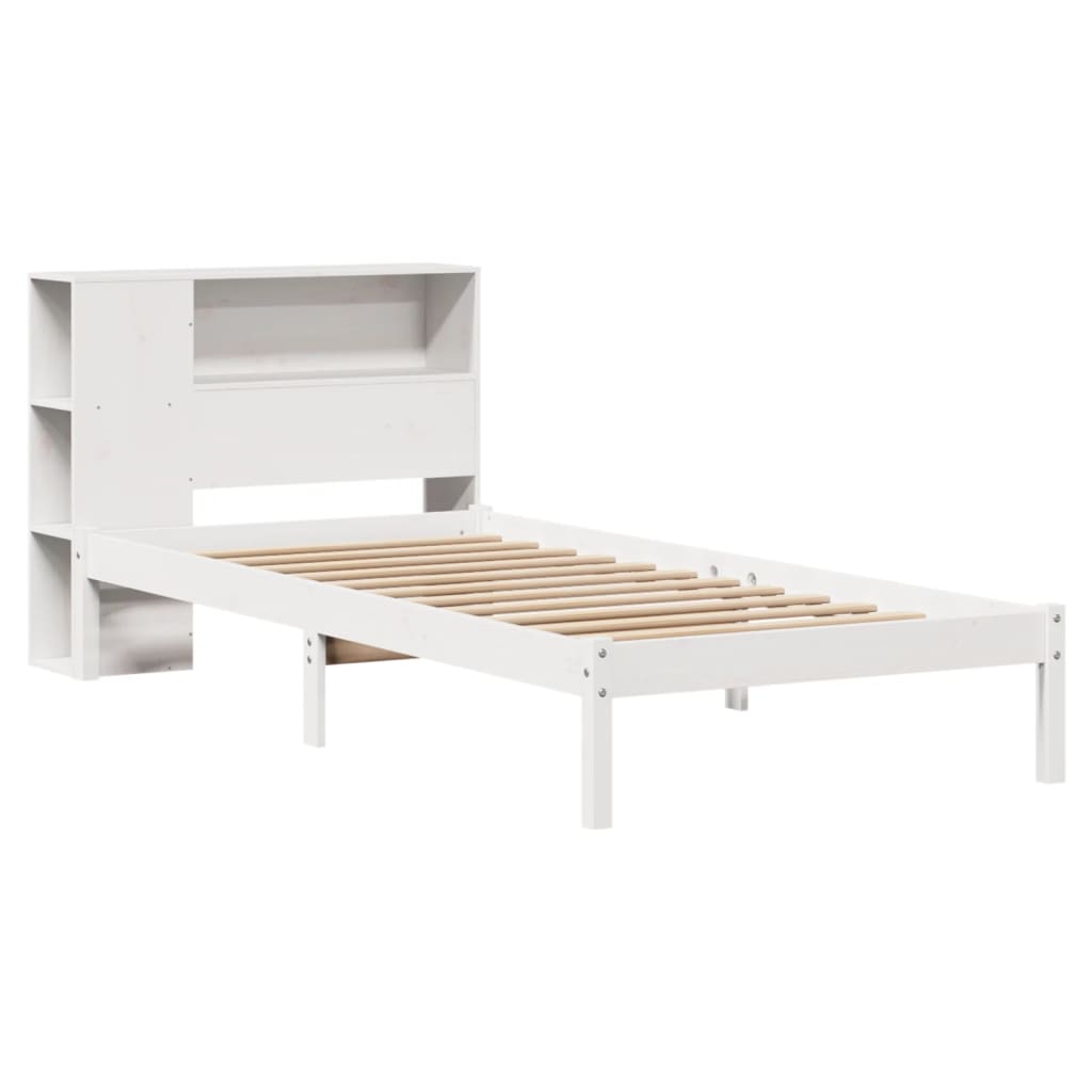 Bookcase Bed without Mattress White 90x200 cm Solid Wood Pine