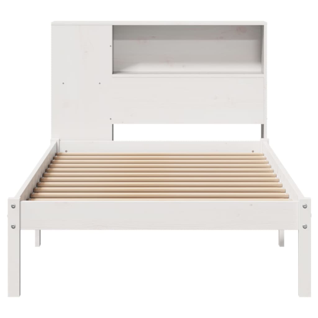 Bookcase Bed without Mattress White 90x200 cm Solid Wood Pine