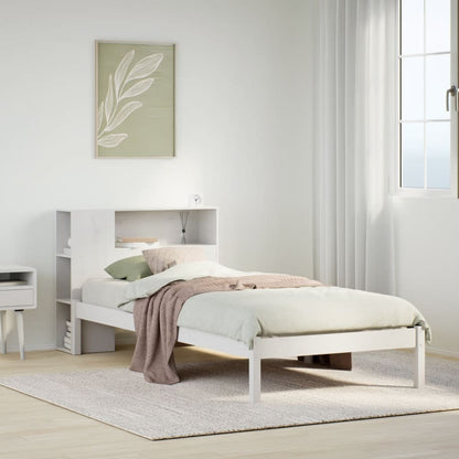 Bookcase Bed without Mattress White 100x200 cm Solid Wood Pine