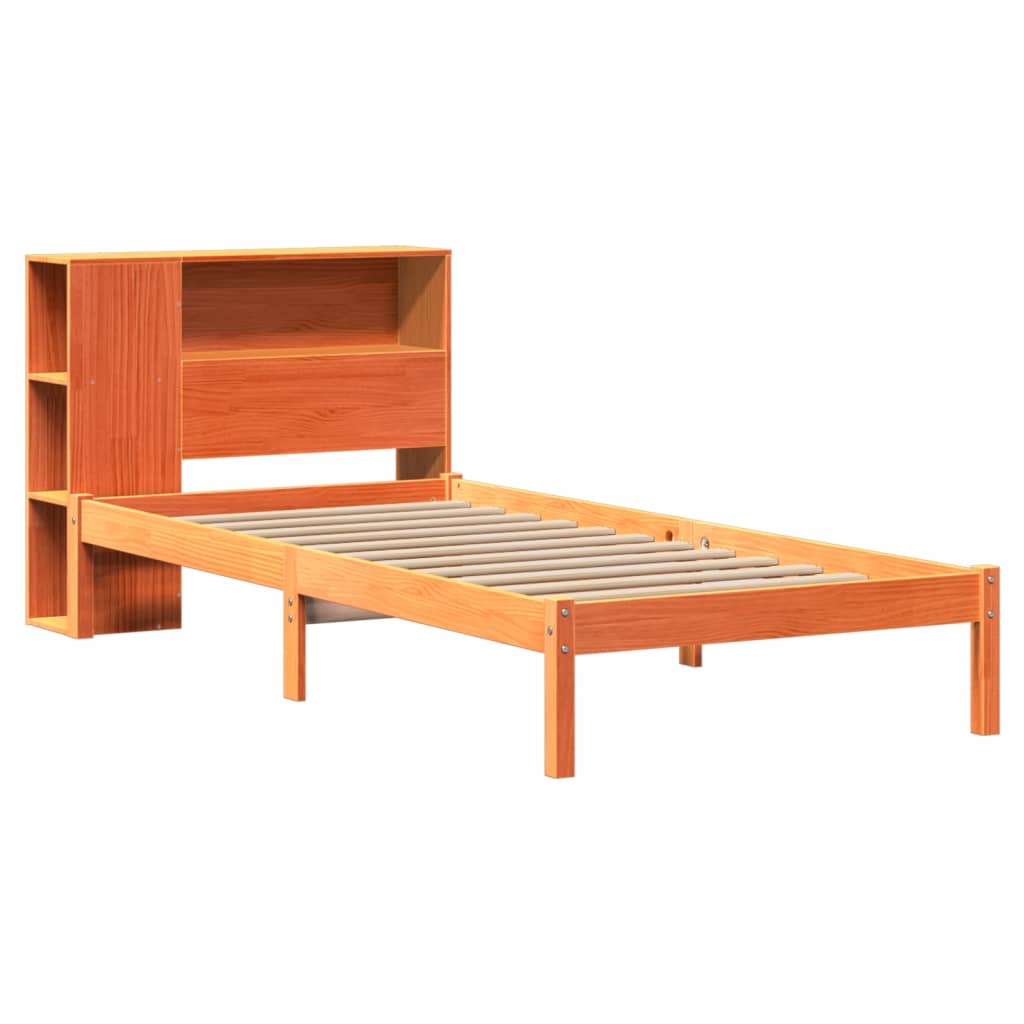 Bookcase Bed without Mattress Wax Brown 90x200 cm Solid Wood Pine