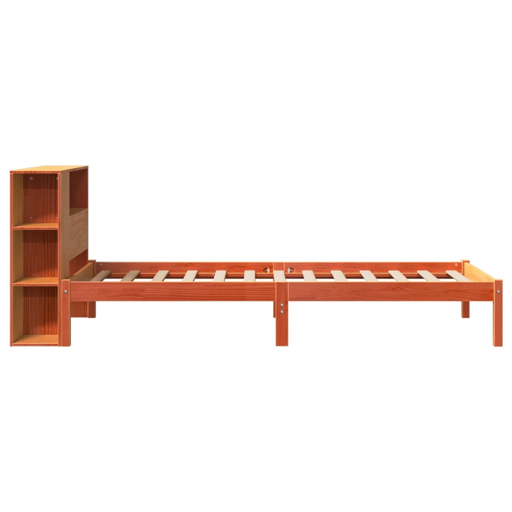 Bookcase Bed without Mattress Wax Brown 90x200 cm Solid Wood Pine