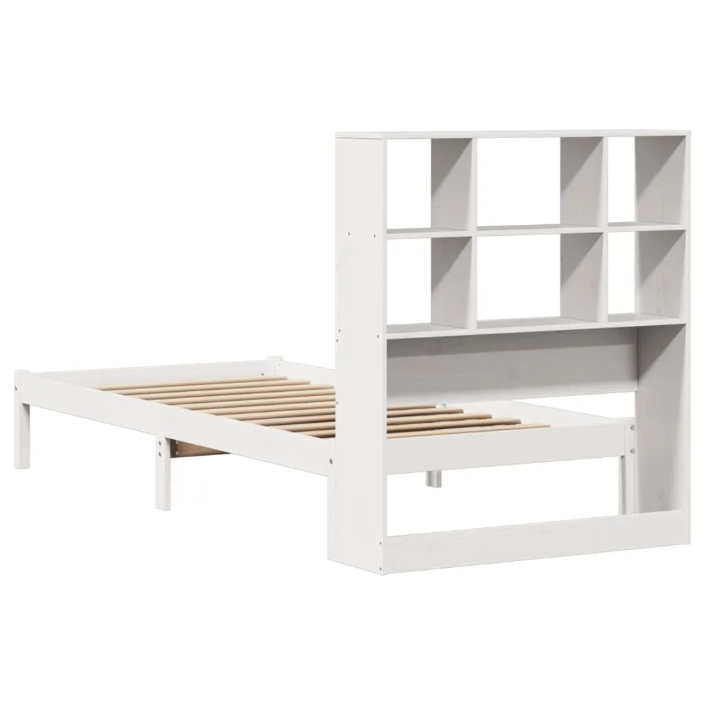 Bookcase Bed without Mattress White 75x190 cm Small Single Solid Wood Pine