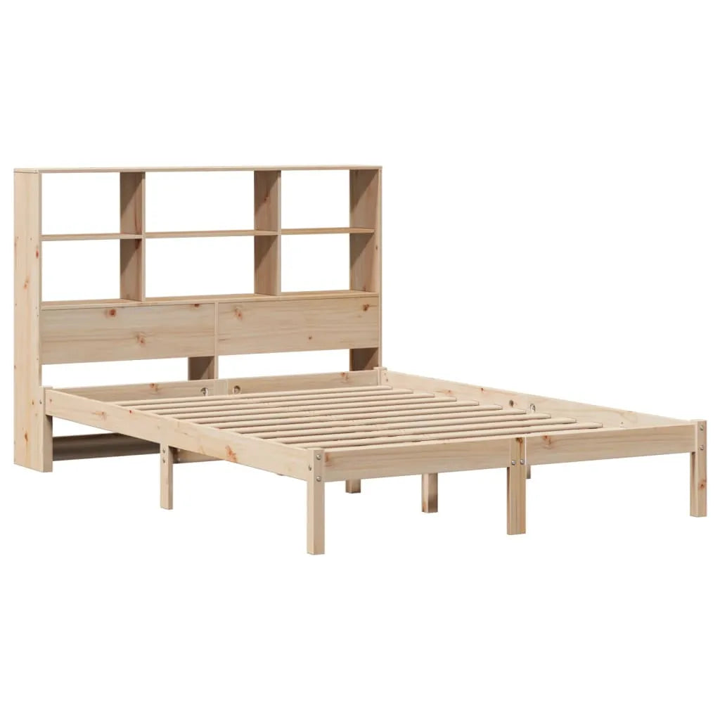 Bookcase Bed without Mattress 135x190 cm Double Solid Wood Pine