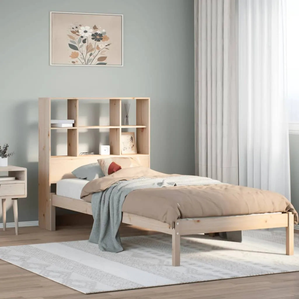 Bookcase Bed without Mattress 90x200 cm Solid Wood Pine